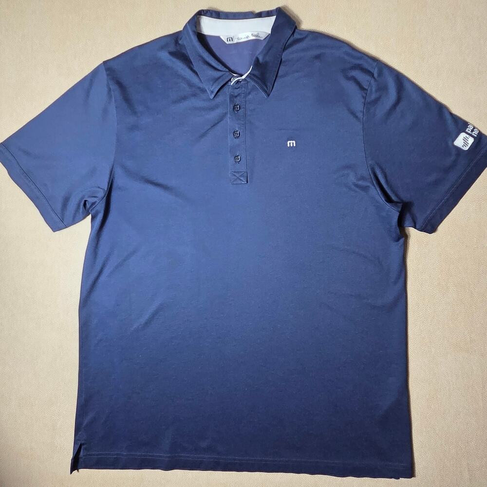 TravisMathew Men XL Palo Alto Networks Golf Polo Shirt Navy Blue Made In Peru